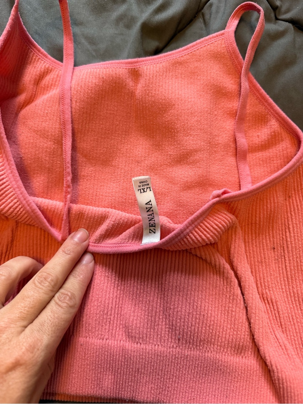 Zenana Outfitters Coral Pink Ribbed Bandeau Cami
